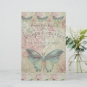 レトロ，みすぼらしいシック，ヴィンテージ，田舎風，花模様,b 便箋 (スタンド正面)