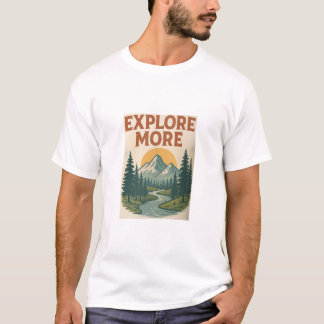 レトロ「もっと探索」マウンテンアドベンチャーTシャツ Tシャツ