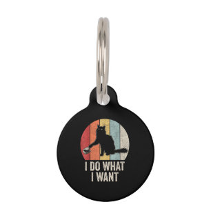 レトロ わたしがやりたいことをやる 猫シャツ 猫好き オーナー G ペット　ネームタグ