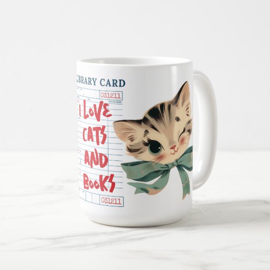レトロ わたしは猫と本が好き コーヒーマグカップ (正面右)