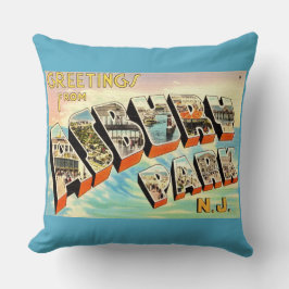 レトロ アズブリー パーク ニュージャージー州 ポストカード クッション