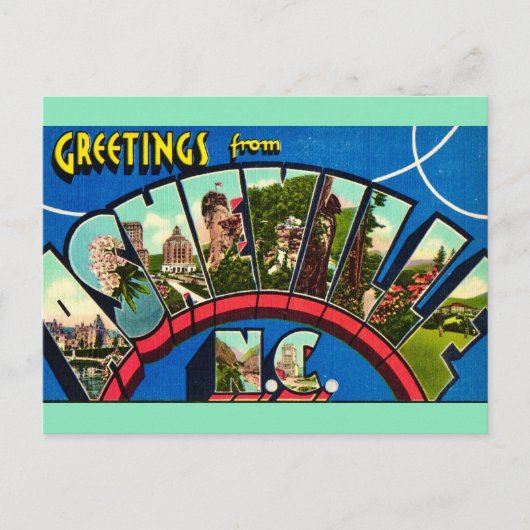 レトロ アッシュビル ノースカロライナ州 ポストカード (正面)