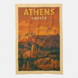 レトロ アテネ ギリシャ 旅行 キッチンタオル