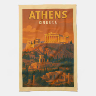 レトロ アテネ ギリシャ 旅行 キッチンタオル