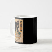 レトロ・アニメ かわいい 黒猫のラーメン コーヒーマグカップ (正面左)