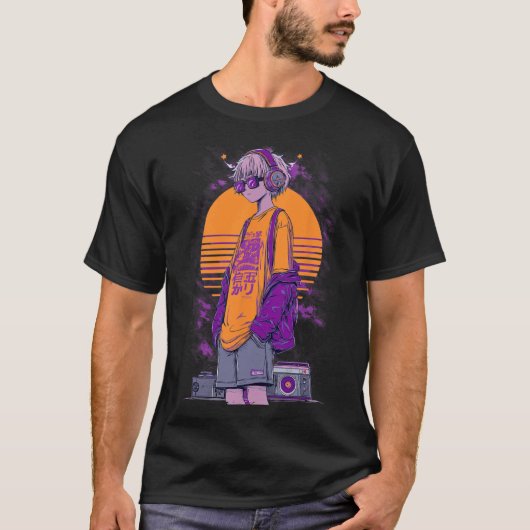 レトロ・アニメ・ゲーマー・ボーイ Tシャツ (正面)