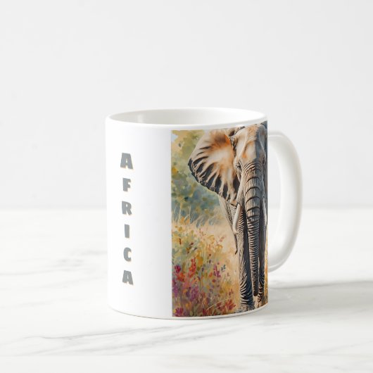 レトロ アフリカゾウ 風景 コーヒーマグカップ (正面右)