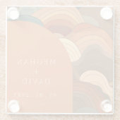 レトロ アブストラクト ウェーブ アーチ アースィー テラコッタ オレンジ ガラスコースター (裏面)