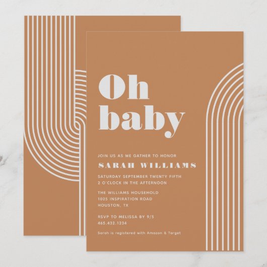 レトロ アブストラクト ベビーシャワー | 招待状 (正面/裏面)