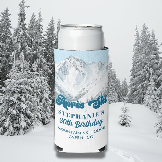 レトロ・アプレスキー 冬の山 誕生日パーティー スリム缶クーラー