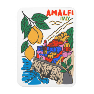 レトロ アマルフィ イタリア 地中海 アート 手描き マグネット