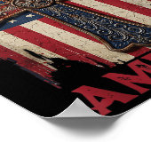 レトロ アメリカを神が祝福します 愛国旗 十字架付き ポスター (角)