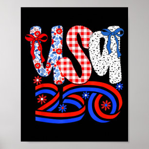 レトロ アメリカン コケット ボウ 250 フラッグ Tシャツ, 7月4日 ポスター