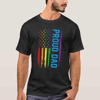 レトロ アメリカ国旗 プライド パパ LGBT Le メンズ Tシャツ