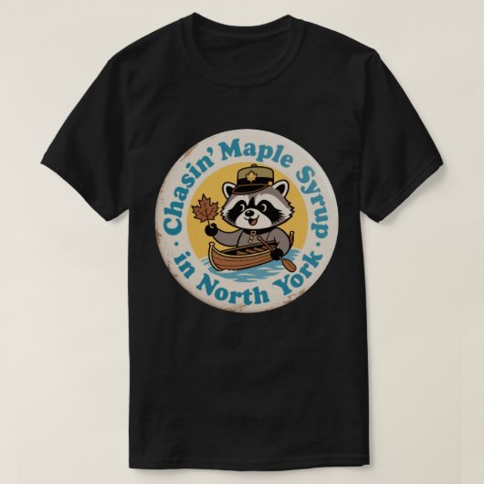 レトロ アライグマ カヌー ノースヨーク Tシャツ (デザイン正面)