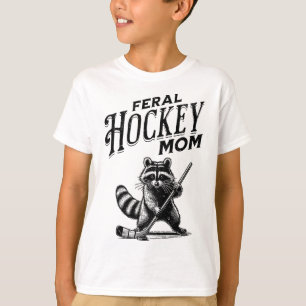 レトロ・アライグマ・フェラル・ホッケー・ママ・ホッケー・プレイヤー・トラッシュ Tシャツ