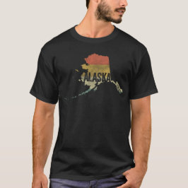 レトロ・アラスカ州の夕焼け地図 ビンテージ Tシャツ