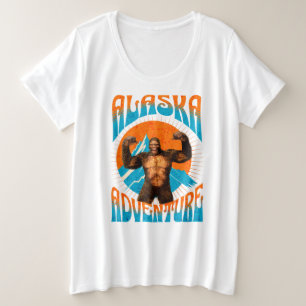 レトロ アラスカ サスカッチ マウンテン アドベンチャー プラスサイズTシャツ
