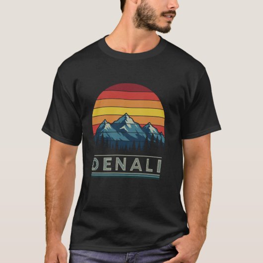レトロ アラスカ デナリ国立公園 メンズTシャツ Wo Tシャツ (正面)
