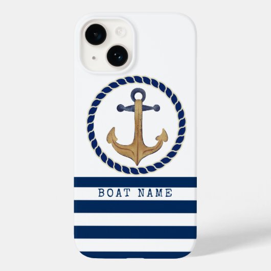 レトロ アンカー ネイビーブルー 船名デザイン Case-Mate iPhoneケース (裏面)