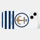 レトロ アンカー ネイビーブルー 船名デザイン Case-Mate iPhoneケース (裏面 (横))