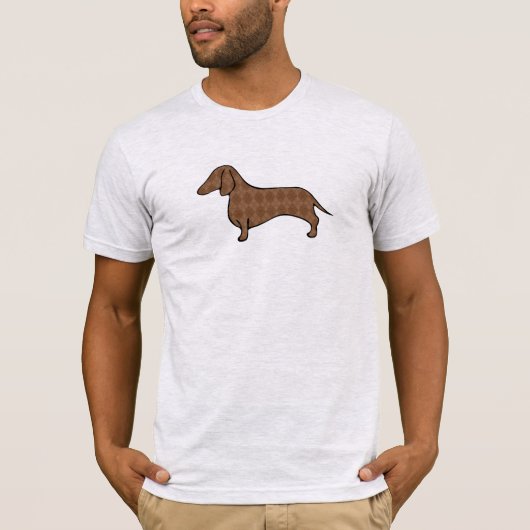 レトロ アーガイル ダックスフント Tシャツ (正面)