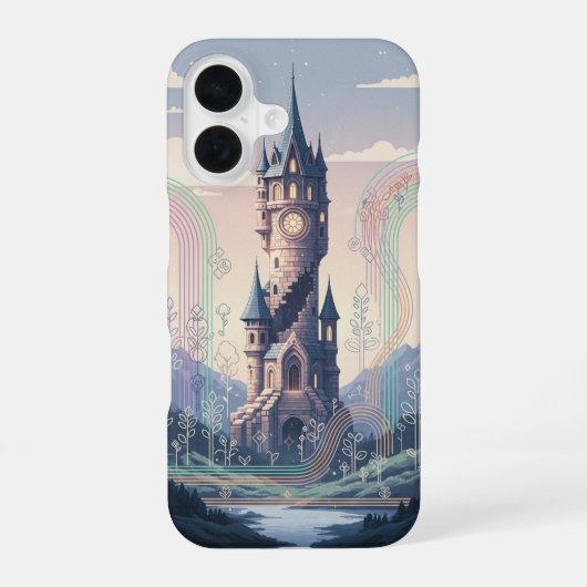 レトロ・アーケード風の魔法使いの塔 iPhone 16ケース (裏面)
