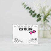 レトロ・アーケード・ゲーマー・ウェディングセーブザデートPINK LOVE エンクロージャーカード (スタンド正面)