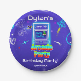 レトロ アーケード パワーアップ ゲーミング 誕生日パーティー ペーパープレート