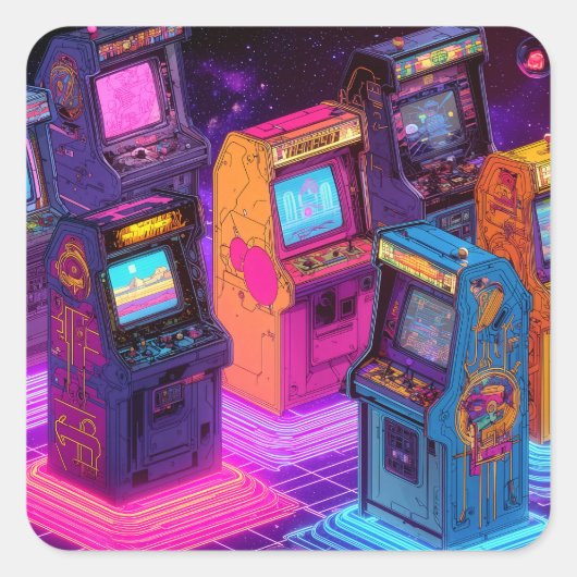 レトロ アーケード マシン スクエアシール (正面)