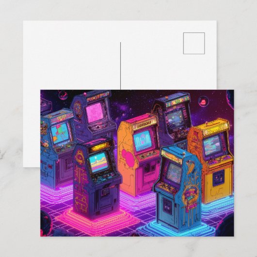 レトロ アーケード マシン ポストカード (正面/裏面)
