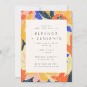 レトロ アーティスティック アブストラクト ボタニカル ファン ウェディング 招待状 (正面)