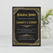 レトロ アートデコ グレートギャツビー ゴールド＆ブラック ウェディング 招待状 (スタンド正面)