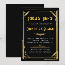 レトロ アートデコ グレートギャツビー ゴールド＆ブラック ウェディング 招待状