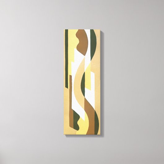 レトロ アートデコ ジャズ ブラウン オータム カーブ パターン キャンバスプリント (正面)