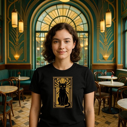 レトロ アールデコ 猫 Tシャツ