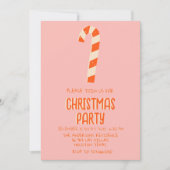 レトロ イラスト ピンク クリスマス キャンディーバー パーティー 招待状 (正面)