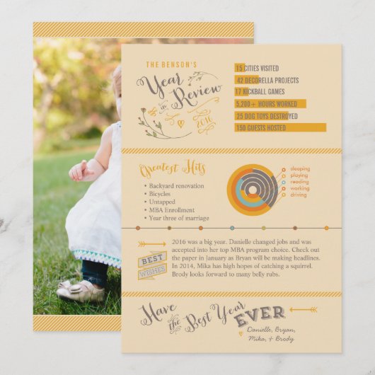 レトロ·イン·レビュー·クリスマス·カード-インフォグラフィック 招待状 (正面/裏面)