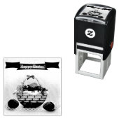 レトロ.イースターエッグの入ったバスケット セルフインキングスタンプ (インサイチュ)