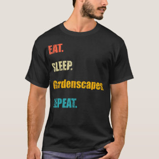 レトロ イート スリープ ガーデンスケープ リピート Tシャツ
