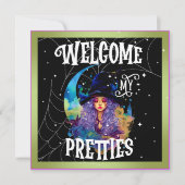 レトロ ウィッチ ビューティー ハロウィン カード (正面)