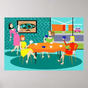 レトロ·ウーマンズ·ウィークリー·カード·ゲーム·ポスター ポスター