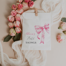 レトロ エレガント コケッタ ピンク ボウ ブライダル シャワー フェイバーバッグ