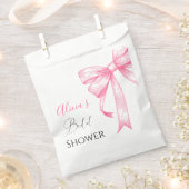 レトロ エレガント コケッタ ピンク ボウ ブライダル シャワー フェイバーバッグ (クリップ留めされた状態)