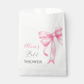 レトロ エレガント コケッタ ピンク ボウ ブライダル シャワー フェイバーバッグ (正面)