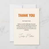 レトロ エレガント モダン オレンジ フラワーパターン サンキューカード (正面)