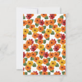 レトロ エレガント モダン オレンジ フラワーパターン サンキューカード (裏面)