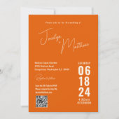 レトロ エレガント モダン フラワー オレンジ 招待状 (正面)