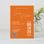 レトロ エレガント モダン フラワー オレンジ 招待状 (スタンド正面)