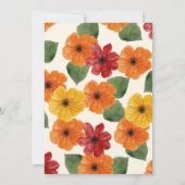 レトロ エレガント モダン フラワー オレンジ 招待状 (裏面)